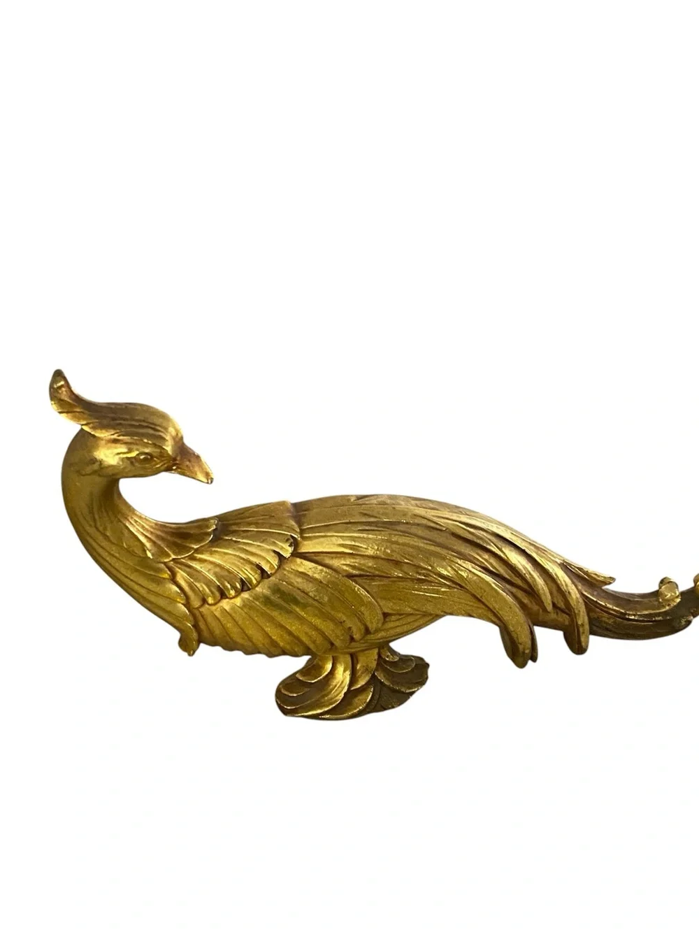 Vintage Syroco Gilt Gold Peacock Wooden Figurines Set of 2